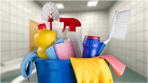 Final service documentation beside cleaning equipment