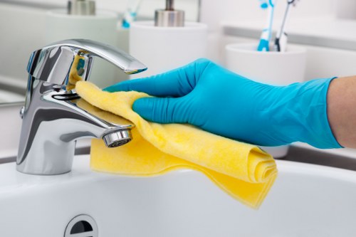 Professional carpet cleaning setup in a home interior