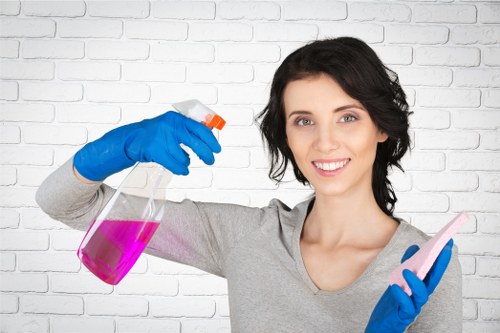Professional cleaning equipment set up for a carpet cleaning job